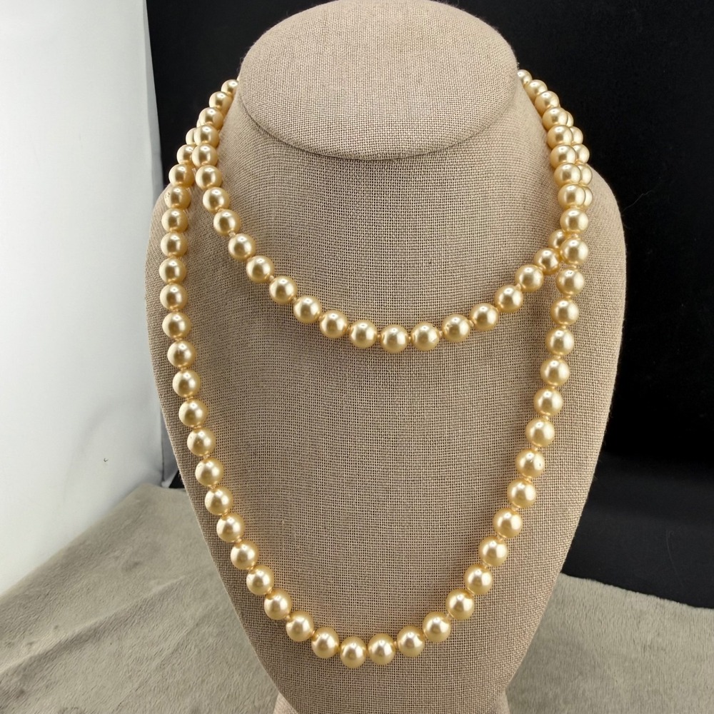 Vintage Estate Necklace White Imitation Pearl Glass Opera Flapper 34in